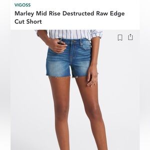 Vigoss Marley mid rise raw hem shorts, size 30, NWT